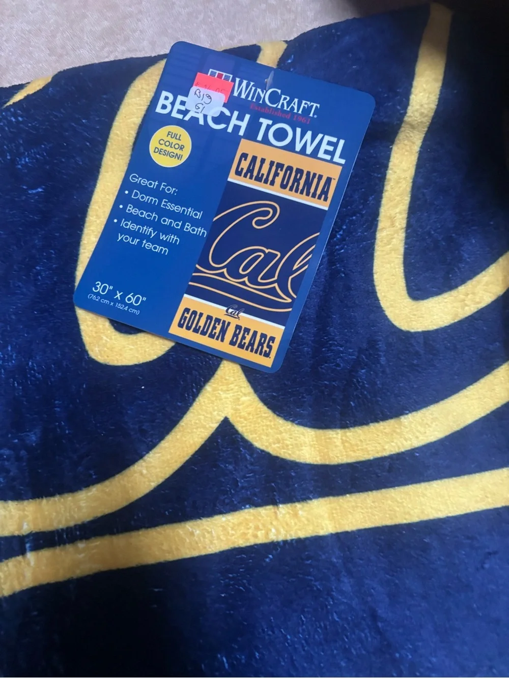 Wincraft Cal Golden Bears Navy and Yellow Beach Towel
